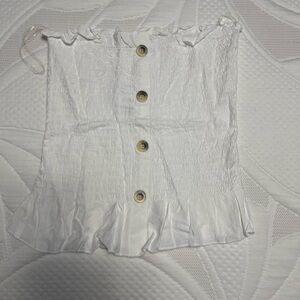 Style Envy White Textured Tube Top